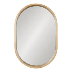 24" X 36" Hutton Wood Framed Capsule Decorative Wall Mirror Natural - Kate & Laurel All Things Decor