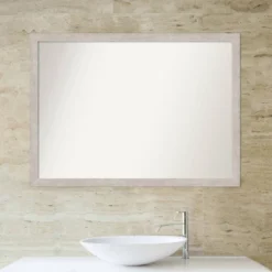 41" X 30" Non-Beveled Marred Wood Bathroom Wall Mirror Silver - Amanti Art -Umbra Home Decor Shop GUEST a276ca0e 3b0c 4dcc bd55 19697c6abeda