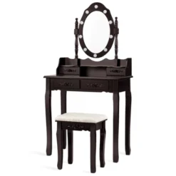Vanity Table Set Detachable Makeup Table Dressing Desk With Mirror & Cushioned Stool Brown/White/Black -Umbra Home Decor Shop GUEST a28db7a9 5c53 4210 9470 80219eaa5197