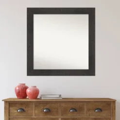 32" X 32" Non-Beveled Rustic Plank Espresso Bathroom Wall Mirror - Amanti Art -Umbra Home Decor Shop GUEST a340eab0 b387 4f1a 8798 4ddf8d488ed3