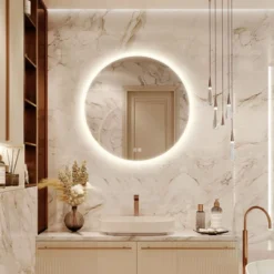 HOMLUX Dimmable Round Frosted Edge Bathroom Mirror With Memory, Auto-off Anti-fogging And 3 Color Temperature -Umbra Home Decor Shop GUEST a3b2e16e 7ced 4dcd bf7b 1e7927458cb7