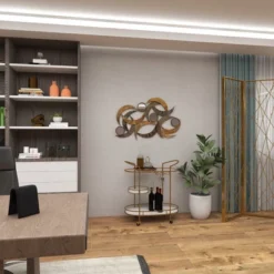 Metal Abstract Wall Decor With Round Mirror Accents Beige - Olivia & May -Umbra Home Decor Shop GUEST a486951f 8306 4f28 b65d 8a00ff5c49bc