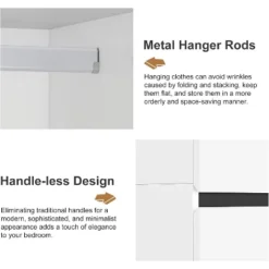 TIRAMISUBEST 74" White 4-Door Wardrobe With Mirror - Freestanding Armoire Closet With 2 Hanging Rods For Bedroom Storage (74.8"H) -Umbra Home Decor Shop GUEST a4e2fd60 9fad 4c74 a16e 1e3d3956d526