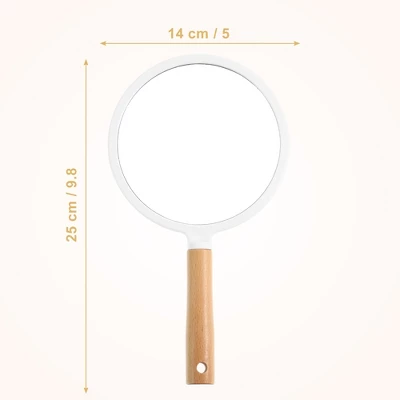 Unique Bargains Handheld Portable Wood Handle Vanity Cosmetic Makeup Mirror 1 Pc 3 Unique Bargains Handheld Portable Wood Handle Vanity Cosmetic Makeup Mirror 1 Pc - Image 3