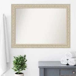 44" X 33" Non-Beveled Fair Baroque Wood Bathroom Wall Mirror Cream - Amanti Art -Umbra Home Decor Shop GUEST a544ab55 7a8e 457d 80d0 d0846a4e9dac
