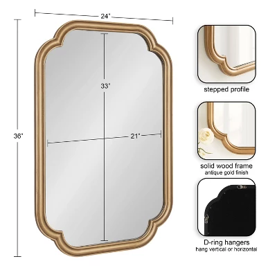 Kate & Laurel All Things Decor 24"X36" Glenby Scallop Wall Mirror Gold 1 Kate & Laurel All Things Decor 24"X36" Glenby Scallop Wall Mirror Gold