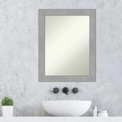 22" X 28" Non-Beveled Vista Brushed Nickel Bathroom Wall Mirror - Amanti Art -Umbra Home Decor Shop GUEST a58383db 5efa 4093 8566 7e26b66c9d62