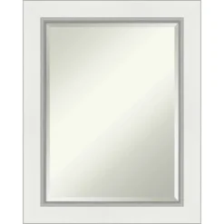 Eva White Silver Framed Bathroom Vanity Wall Mirror - Amanti Art -Umbra Home Decor Shop GUEST a5a33c0d 64ad 4c42 a52b 1012551ca446