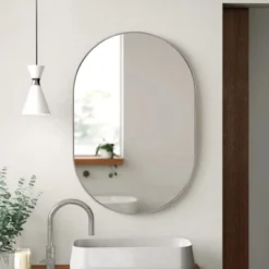 Serio 20"x 28" Modern Oval/Pill Shaped Wall Mount Mirror,Horizontal/Vertical Hanging Aluminum Alloy Frame Mirror-The Pop Home -Umbra Home Decor Shop GUEST a5a3b611 efbd 420b 972c 93b1321c4ee3