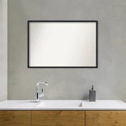 37" X 25" Non-Beveled Lucie Wood Bathroom Wall Mirror Black - Amanti Art -Umbra Home Decor Shop GUEST a5c2fb4d 4fd3 4c73 863f 05a745d77557