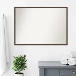 39" X 28" Non-Beveled Hardwood Wedge Wood Bathroom Wall Mirror Mocha Brown - Amanti Art -Umbra Home Decor Shop GUEST a5e2d164 6688 4d97 bd4d 37dc1564bd3e