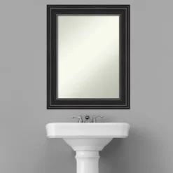 24" X 30" Non-Beveled Ridge Black Bathroom Wall Mirror - Amanti Art 13 24" X 30" Non-Beveled Ridge Black Bathroom Wall Mirror - Amanti Art -Umbra Home Decor Shop GUEST a60f3638 22ba 4597 9b0e 9233afb8bd70