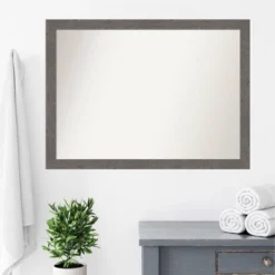 42" X 31" Non-Beveled Rustic Plank Gray Narrow Bathroom Wall Mirror - Amanti Art -Umbra Home Decor Shop GUEST a66b2f81 5d37 4d38 87a4 c1f9d2081f47