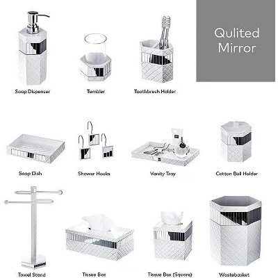 Creative Scents Quilted Mirror White Decorative 6 Piece Bathroom Set 6 Creative Scents Quilted Mirror White Decorative 6 Piece Bathroom Set - Image 6
