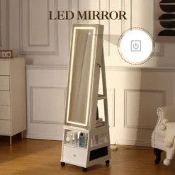 Jewelry Organizer Cabinet With Full-Length Mirror,360° Rotating Vanity Mirror,Large Jewelry Armoire With Led& Shelves -Umbra Home Decor Shop GUEST a6891059 e355 49df ad09 5d5ca638bd00