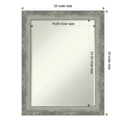 Amanti Art Waveline Silver Narrow Petite Bevel Bathroom Wall Mirror 28.5 X 22.5 In. -Umbra Home Decor Shop GUEST a6914e74 f18d 48e5 a464 912e10f657e6