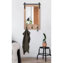18" X 28" Cates Functional Wall Mirror Rustic Brown - Kate & Laurel All Things Decor -Umbra Home Decor Shop GUEST a70c5d84 26fa 4d48 b571 e328a9a09153