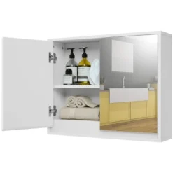 Costway Wall Mounted Bathroom Storage Cabinet Medicine Cabinet Organizer Shelf W/Double Mirror Door White -Umbra Home Decor Shop GUEST a76f7806 2527 4987 bc2a f7a5c16dda92