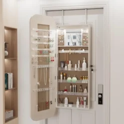 Maliang Standing Jewelry Cabinet Armoire With Full Length Mirror, Lockable, White -Umbra Home Decor Shop GUEST a82fe8fe 18f5 4d2b 8643 73169671905c