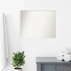 29" X 23" Non-Beveled Lucie Wood Bathroom Wall Mirror White - Amanti Art -Umbra Home Decor Shop GUEST a8aeaa3a a605 4c3d bf48 088feefe92a2
