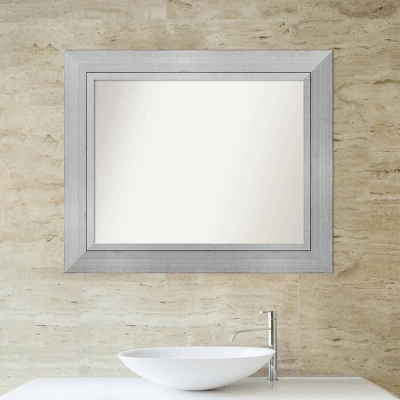 35" X 29" Non-Beveled Romano Silver Wood Bathroom Wall Mirror - Amanti Art 4 35" X 29" Non-Beveled Romano Silver Wood Bathroom Wall Mirror - Amanti Art - Image 4