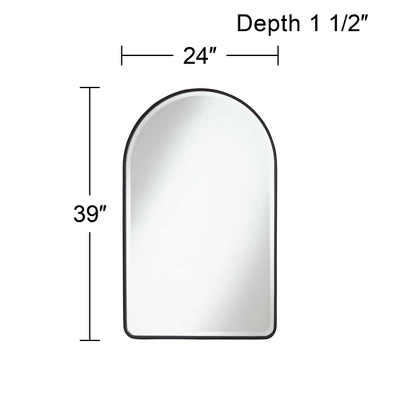 Uttermost Clara Arch Top Vanity Decorative Wall Mirror Modern Beveled Matte Black Metal Frame 24" Wide For Bathroom Bedroom Living Room Home Entryway 4 Uttermost Clara Arch Top Vanity Decorative Wall Mirror Modern Beveled Matte Black Metal Frame 24" Wide For Bathroom Bedroom Living Room Home Entryway - Image 4