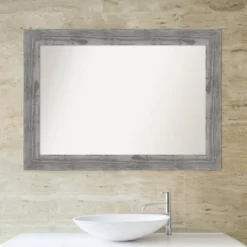 42" X 30" Non-Beveled Bridge Wood Bathroom Wall Mirror Gray - Amanti Art -Umbra Home Decor Shop GUEST a931e4f9 05b7 43c0 b60f 2c4af21144b1