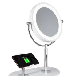Makeup Mirror With Qi Charging Stand White (Includes LED Light Bulb) - OttLite