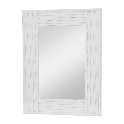 Contemporary Wood Rectangle Wall Mirror Textured Frame White - Olivia & May 3 Contemporary Wood Rectangle Wall Mirror Textured Frame White - Olivia & May - Image 3