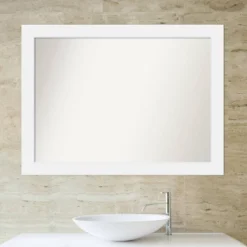 43" X 32" Non-Beveled Corvino Wood Bathroom Wall Mirror White - Amanti Art -Umbra Home Decor Shop GUEST aada4e2a 5297 4bda 980f f529cf14fbdd