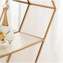28" X 24" Lintz Hexagon Wall Mirror Shelves White/Gold - Kate & Laurel All Things Decor -Umbra Home Decor Shop GUEST aaddb50f 56f7 4cca ac2e 717fbd0697e1