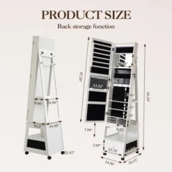 Jewelry Organizer Cabinet With Full-Length Mirror,360° Rotating Vanity Mirror,Large Jewelry Armoire With Led& Shelves -Umbra Home Decor Shop GUEST aaff079d be6b 4768 aa02 c1644a5e9bc7