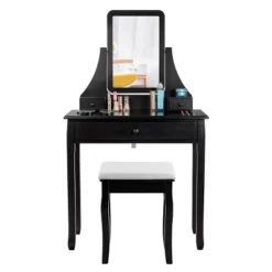 Costway Square Mirror Dressing Table Set Makeup Vanity For Bedroom, Living Room White/Black -Umbra Home Decor Shop GUEST ab99f2a5 4a29 49ba 9a6c 42e7b19aba4b