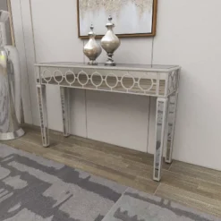 Glam Mirror And Wood Patterned Console Table Silver - Olivia & May -Umbra Home Decor Shop GUEST ab99fe77 db1e 402b b293 6bd1fc96bfd5