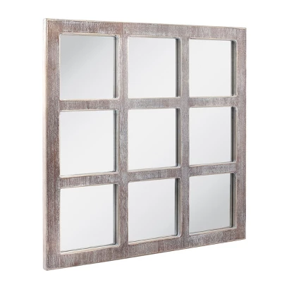 23.5" X 23.5" Rustic 9-Panel Window Pane Decorative Wall Mirror White - Stonebriar Collection 1 23.5" X 23.5" Rustic 9-Panel Window Pane Decorative Wall Mirror White - Stonebriar Collection