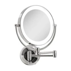 11" Round LED Wall Mount Powered By Battery Or Adaptor Makeup Mirror - Zadro