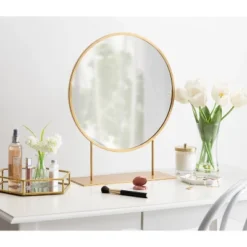18" X 22" Rouen Round Wall Mirror Gold - Kate & Laurel All Things Decor: Freestanding, Metal Frame, Modern Decor -Umbra Home Decor Shop GUEST ac3eb13f c262 4060 aee6 fc7fb94dbad6