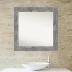 32" X 32" Non-Beveled Bridge Wood Bathroom Wall Mirror Gray - Amanti Art -Umbra Home Decor Shop GUEST ac5ec8e8 d50f 409e 9323 4e46bcceb8a7