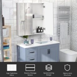 Costway Bathroom Cabinet Medicine Cabinet Wall Mount Double Door With Shelf And Mirror -Umbra Home Decor Shop GUEST acb7372d 7bad 4e72 992a d8652b426ee5
