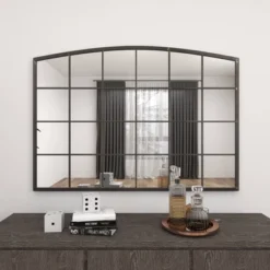 Metal Window Pane Inspired Wall Mirror With Arched Top Black - Olivia & May 28 Metal Window Pane Inspired Wall Mirror With Arched Top Black - Olivia & May -Umbra Home Decor Shop GUEST acde4c45 e4a5 4f3a aa9d f5f5172d9028