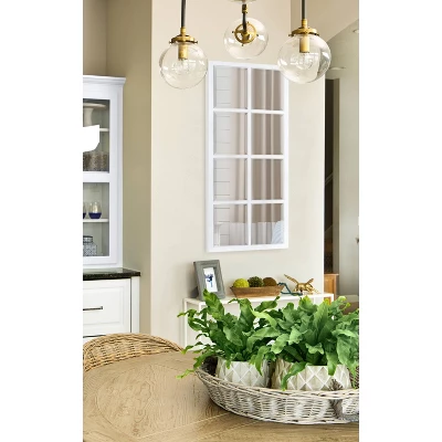 18" X 42" Hogan Windowpane Wall Mirror White - Kate & Laurel All Things Decor 4 18" X 42" Hogan Windowpane Wall Mirror White - Kate & Laurel All Things Decor - Image 4