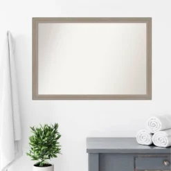 39" X 27" Non-Beveled Curve Wood Bathroom Wall Mirror Gray Wash - Amanti Art -Umbra Home Decor Shop GUEST adb83a1c 5900 46bc a07e 477a65940685
