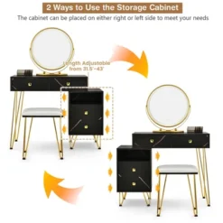 Costway Vanity Table Stool Set Dimmer LED Mirror Large Storage Cabinet Drawer Walnut BlackBrownWhite -Umbra Home Decor Shop GUEST ae89de08 997e 4adf 8de1 36e2331f6fc0
