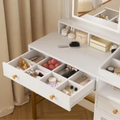 Makeup Vanity Desk With 3 Color Led Light, Makeup Vanity With Large Mirror And Power Outlet, Dressing Table With 2 Drawers White 55.9"H 10 Makeup Vanity Desk With 3 Color Led Light, Makeup Vanity With Large Mirror And Power Outlet, Dressing Table With 2 Drawers White 55.9"H -Umbra Home Decor Shop GUEST aed55037 77c5 4ceb ae5c ab6a0250c4e9