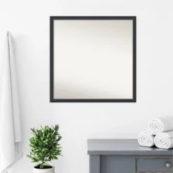 28"x28" Non-Beveled Stylish Wood Bathroom Wall Mirror Black - Amanti Art: Square, Modern Design, Wall Mount, Includes Hardware -Umbra Home Decor Shop GUEST aefc6b49 f66d 482b 95ed b3490cc7aa52