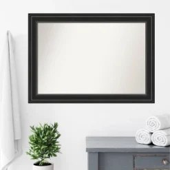 42" X 30" Non-Beveled Ridge Black Bathroom Wall Mirror - Amanti Art -Umbra Home Decor Shop GUEST af658c27 3b95 4e1f aeaf d296d71caa07