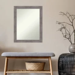 22" X 28" Non-Beveled Pinstripe Plank Gray Narrow Bathroom Wall Mirror - Amanti Art -Umbra Home Decor Shop GUEST af733c4a cb98 4f6f 8c45 96c629a348ed