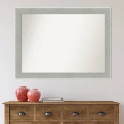 43" X 32" Non-Beveled Glam Linen Bathroom Wall Mirror Gray - Amanti Art -Umbra Home Decor Shop GUEST af7a6ebd 84f0 4c42 80e8 e3764d172009