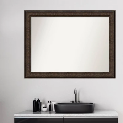 44" X 33" Non-Beveled Ridge Bronze Bathroom Wall Mirror - Amanti Art 8 44" X 33" Non-Beveled Ridge Bronze Bathroom Wall Mirror - Amanti Art - Image 8