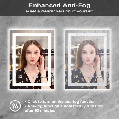 LED Bathroom Mirror With Front And Backlight,24x32 Inch Black Framed Gradient Front And Backlit LED Mirror For Bathroom 4 LED Bathroom Mirror With Front And Backlight,24x32 Inch Black Framed Gradient Front And Backlit LED Mirror For Bathroom - Image 4